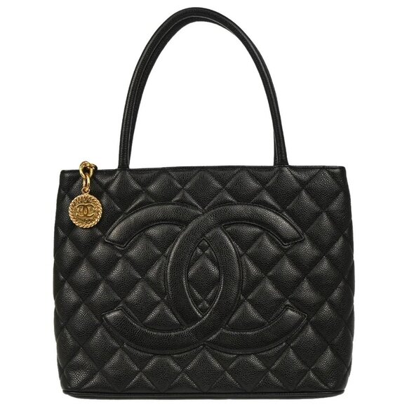 Chanel Black Calfskin Medallion Tote Handbag - Picture 1 of 12
